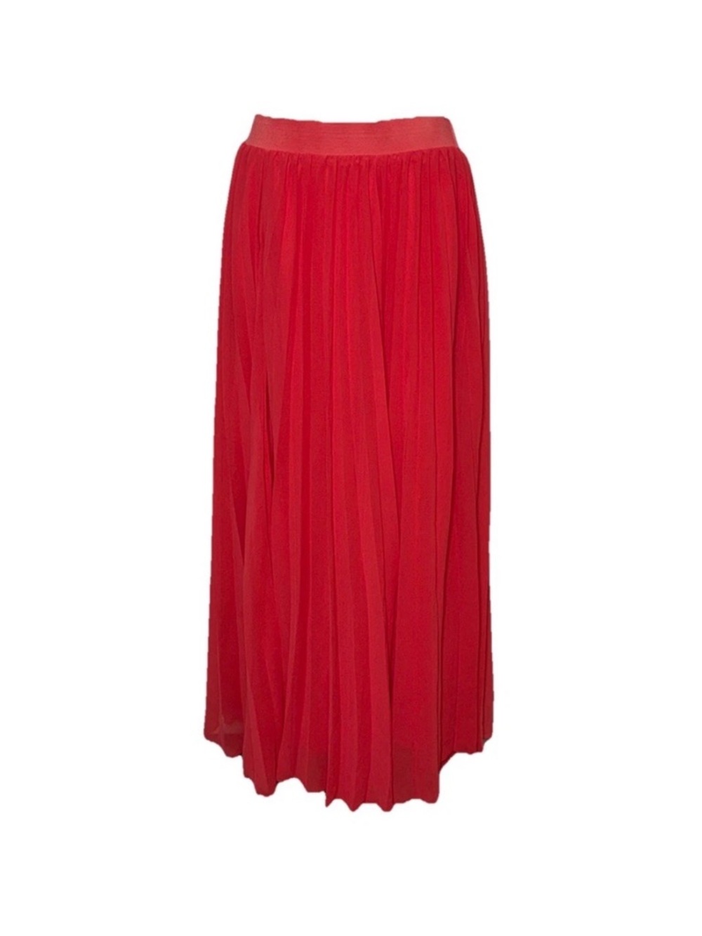 ☀️$5 sale Kaktus Bright Coral Watermelon  Pleated Maxi Skirt, Size M - Picture 3 of 5